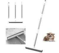 Rubber Broom, 2 in 1 Rubber Broom with Squeegee, 120cm Adjustable Long Handle Rubbers Brooms, 31cm Wide carpet brush Head,for Pet Cat Dog Hair Removal Carpet Kitchen Floor