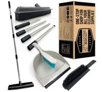 Rubber Broom Dustpan Set Hand Brush Pet Hair Remover Set Indoor Carpet