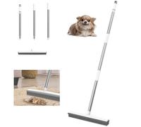 Rubber Broom, Indoor Floor Brush with Built in Squeegee, 120cm Stainless Steels Long Handle, 2 in 1 Floor Brush for Carpet, Soft Broom Indoor for Pet Cat Dog Hair Remover from Flooring Rug