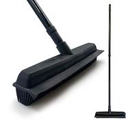 Rubber Broom Indoor with Telescopic Metal Handle, Silicone Broom Rubber Brush for Pet Hair Removal, Soft Indoor with 32cm Carpet Brush for Cleaning Pet Hairs and Dust