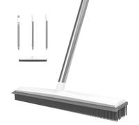 Rubber Broom, Pet Hair Removal Rubber Broom with Built in Squeegee, 120cm Adjustable Handle, Floor Brush for Carpet Windows Wooden Floor Sofa Bathroom Rugs Car Floor No Scratch