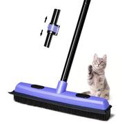 Rubber Broom Pet Hair Remover, Carpet Squeegee with Telescoping 60.2 Inches Long Handle for Cleaning Fur Rug, Hardwood Floor, Tile, Window