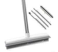 Rubber Broom with Large Brush Head and Multiple Rows of Fine and Contact Brushes for Efficient Hair and Dirt Removal on For Carpet and Hardwood Floors