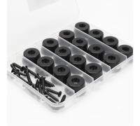 Rubber Bumper Feet with Stainless Washer Screws Assortment Kit-48PCS 4 Size Steel Washer Carpet Floor Protectors for Cutting Board Amps Cabinet Tables Chair Sofa.