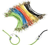Rubber Bungee Cords With Hooks 50Pcs Elastic Luggage Strap, 4mm Latex Mini Rope with Socket Hook for Camping