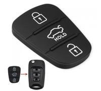 Rubber Button Pad Insert Replacement for Solaris, Accent, Tucson, L10-L30 and Kia Rio, Ceed Remote Key Shells - 3-Button Black Kit