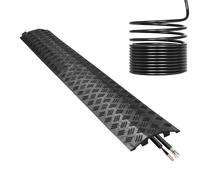 Rubber Cable Floor Protector - Cable Protector Ramp, Extension Cord Cover Ramp | Pressure Resistant PVC Cables Tray For Outdoor Driveways, Sidewalks, Offices & Hotels, Trip Hazard Prevention Mat