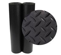 Rubber-Cal Diamond-Plate Rubber Flooring Rolls - 3 mm x 4 ft x 1 ft Rolls - Black