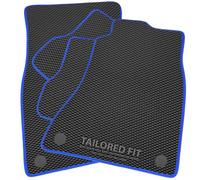 Rubber Car Mats FOR Alfa Romeo Giulia (2017 -) Luxury Diamond Rubber + Blue Ribbed Trim [2148]