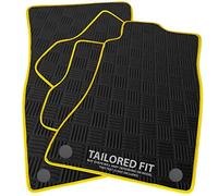 Rubber Car Mats FOR BMW 1 Series [F40] 2019+ Checker Rubber Car Mats - Yellow Ribbed Trim [PETRUB-2455]
