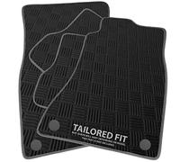 Rubber Car Mats FOR Jaguar E-PACE 2017-2021 Checker Rubber Car Mats - Grey Ribbed Trim [PETRUB-2226]
