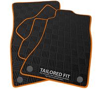 Rubber Car Mats FOR Jaguar E-PACE 2017-2021 Checker Rubber Car Mats - Orange Ribbed Trim [PETRUB-2226]