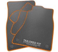 Rubber Car Mats FOR Jaguar I-PACE [E] Electric 2018+ Luxury Diamond Rubber - Orange Ribbed Trim [DIAMRUB-2376]