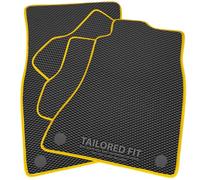 Rubber Car Mats for Peugeot e-208 Electric [E] (2019 -) Exclusive Diamond Rubber with Yellow Ribbed Trim [2482]