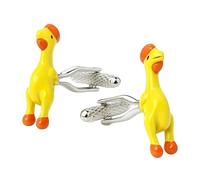 Rubber Chicken Cufflinks - Onyx Art CK1176 Screaming Squeaky Chicken Funny Novelty Cuff Links In Premier Life Packaging