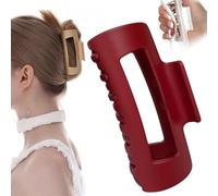 Rubber Claw Clip, Squishy Silicone Hair Clips, Women Scalp-Safe Soft Cozy Clip, Non-slip Square Cloud Claw Clips, Unsnappable for Thick or Fine Hair, Strong Hold All-Day Comfort(Red)