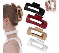 Rubber Claw Clip, Squishy Silicone Hair Clips, Women Scalp-Safe Soft Cozy Clip, Non-slip Square Cloud Claw Clips, Unsnappable for Thick or Fine Hair, Strong Hold All-Day Comfort(4pcs)
