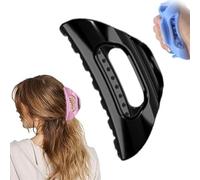 Rubber Claw Clip, Squishy Silicone Hair Clips, Women Scalp-Safe Soft Cozy Clip, Non-slip Square Cloud Claw Clips, Unsnappable for Thick or Fine Hair, Strong Hold All-Day Comfort(Black-A)