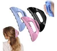 Rubber Claw Clip, Squishy Silicone Hair Clips, Women Scalp-Safe Soft Cozy Clip, Non-slip Square Cloud Claw Clips, Unsnappable for Thick or Fine Hair, Strong Hold All-Day Comfort(3Pcs-d)