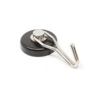 Rubber Coated Ferrite Pot Magnet with Swivel Hook for Hanging, Holding or Displaying Items - 36mm dia