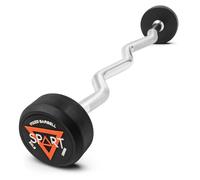 Rubber Coated Fixed Barbell, Pre-Loaded Weights EZ Curl Solid Steel Barbells, Weighted Bar for Weightlifting Exercise, Bodybuilding, Strength Training, Squat Rack & Bench Press, 20lb
