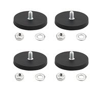 Rubber Coated Magnets, 4Pcs Neodymium Rubber Coated Magnet Base with M8 Threaded Studs and Nuts, for Cameras, Mount Lights, Van and Electric Equipment