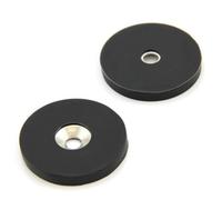 Rubber Coated N42 Neodymium Magnet For Arts, Crafts And Model Making - 40mm Dia X 5mm Thick X 6.2mm C/sink - 5Kg Pull - South