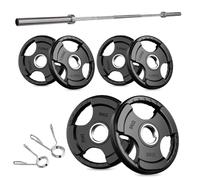 Rubber-Coated Tri-Grip Olympic Weight Plates - 2" Cast Iron Core with Protective Rubber - Individual Plates & Sets (1.25kg to 100kg) - Home & Commercial Gym