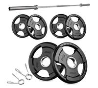 Rubber-Coated Tri-Grip Olympic Weight Plates - 2" Cast Iron Core with Protective Rubber - Individual Plates & Sets (1.25kg to 100kg) - Home & Commercial Gym