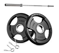 Rubber-Coated Tri-Grip Olympic Weight Plates - 2" Cast Iron Core with Protective Rubber - Individual Plates & Sets (1.25kg to 100kg) - Home & Commercial Gym