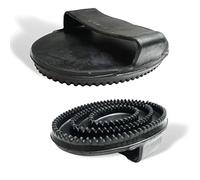 Rubber Curry Comb for Grooming, Cleaning and Massage - Brush, Curry Comb with Rubber Tab, Ideal for Horses, Dogs, Cats for Health and Wellbeing (1 x Adult)