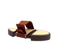 Rubber Curry Comb Massage Brush with Velcro Fastening Flexible Ergonomic for Horse Cleaning Tool (Cappuccino Mocha Beige)