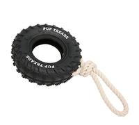 Rubber Dog Tire Chewing Toy Durable Treat Dispensing Toy for Medium Large Dogs, with Rope for Aggressive Chewers, for Golden Retrievers Bulldogs German Shepherds, 5.9" Diameter (Black)