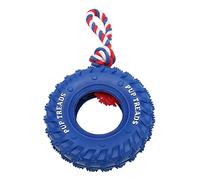 Rubber Dog Tire Chewing Toy Durable Treat Dispensing Toy for Medium Large Dogs, with Rope for Aggressive Chewers, for Golden Retrievers Bulldogs German Shepherds, 5.9" Diameter (Blue)