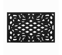 Rubber Door Mat Black Cast Iron Style Outdoor Entrance Floor Mud Mat Rug 75x45cm