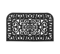 Relaxdays Half-Rounded iron look Doormat, 45 x 75 cm, Door Mat Inside & Outside, Non-Slip, Shoe Wiper, Black, Rubber