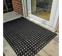 Rubber Door Mat Heavy Duty Shop Doorway Mats Indoor Outdoor Non Slip Safety 14 Sizes Anti Fatigue Weatherproof Dirt Trapper Ring Honeycomb Design (60cm x 40cm x 22mm)