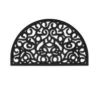 Relaxdays rubber door mat, 75 x 45 cm, weatherproof, non-slip doormat, semi-circular, for indoor and outdoor use, black