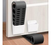 Rubber Door Stop Wedge with Wall Bracket, Non-Slip Black Jammer for Home, Office, Child and Pet Safety, Protects Floors from Scratches and Dents,