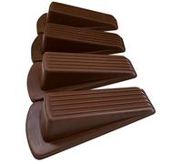 Rubber Door Stoppers - Door Stop Wedge, Large Heavy Duty Flexible Door Holder - Brown 4 Pack - Non Marking Anti Slip Jammer