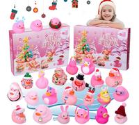 Rubber Duck Advent Calendar 2024 Kids, Rubber Duck Pink Yellow Bath Toy, 24 Christmas Countdown Days 2024 Boys Girls Play Christmas Party Favor Gifts Xmas for Kids Adults (Pink)