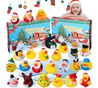 Rubber Duck Advent Calendar 2024 Kids, Rubber Duck Pink Yellow Bath Toy, 24 Christmas Countdown Days 2024 Boys Girls Play Christmas Party Favor Gifts Xmas for Kids Adults (Yellow)