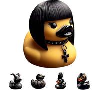 Rubber Duck Bath Toy | Ducksville Duck Resin Figurines | Scarily & Cute Evil Duck Resin Ornament | Gothic Duck Statue Decoration | Black Ducksville Duck Collectible Figures For Bedroom/Living Room