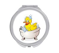 Rubber Duck Bubble Bath Isolated on White Folding Make Up Mirror, Compact 2X/1X Magnification Mirror, Women Portable Travel Makeup Mirror 2.4 x 2.4 inch
