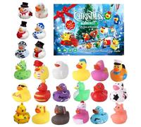 Rubber Duck Calendar - Soft Rubber Toys Set | 24 Mini Ducks Christmas Countdown Box 12.2x9 Inch | Fun Advent Gift For Thes, Decoration