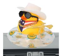Rubber Duck Car Ornaments - Cowboy Duck Accessories | Squeaky Duck Bath Toy Yellow Duck Car Ornament with Sun Chap Hat, Add To The Dashboard Of Your Car With Our Fe