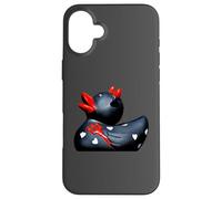 Rubber Duck, Devil, Black & Red, Hearts Case for iPhone 16 Plus