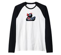 Rubber Duck, Devil, Black & Red, Hearts Raglan Baseball Tee