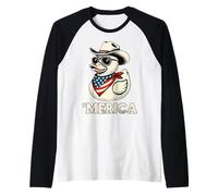 Rubber Duck Duckie American Flag Bandana Cowboy Hat Country Raglan Baseball Tee