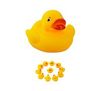 Relaxdays Set of 12 Rubber Ducks, 5 cm, Classic Squeaky Ducks for the Bathtub, Bath Toy for Adult & Children, Yellow